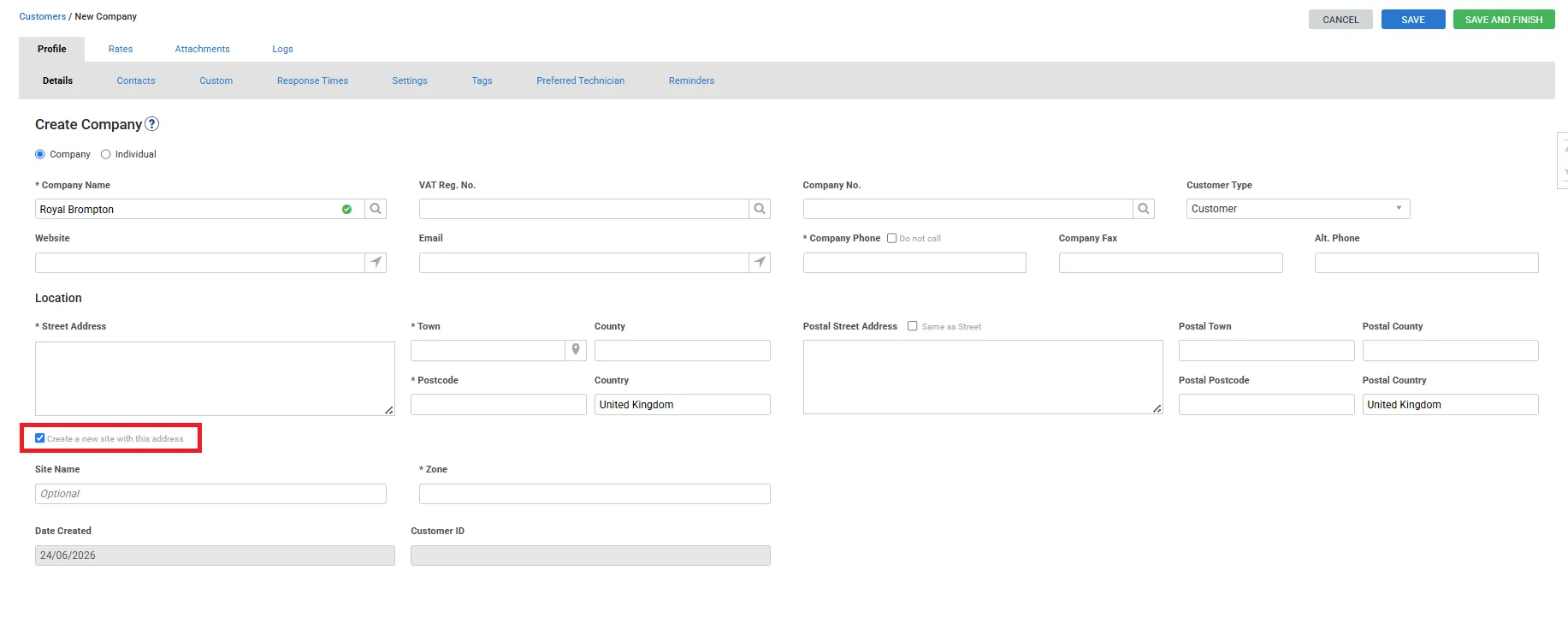 Untick "Create New Site" 8 Screenshot 2026 06 24 120356